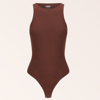 High Neck Tank Bodysuit - Coffee