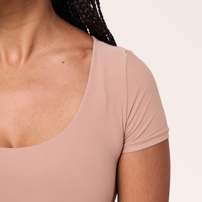 Scoop Neck Tee Bodysuit - Nude