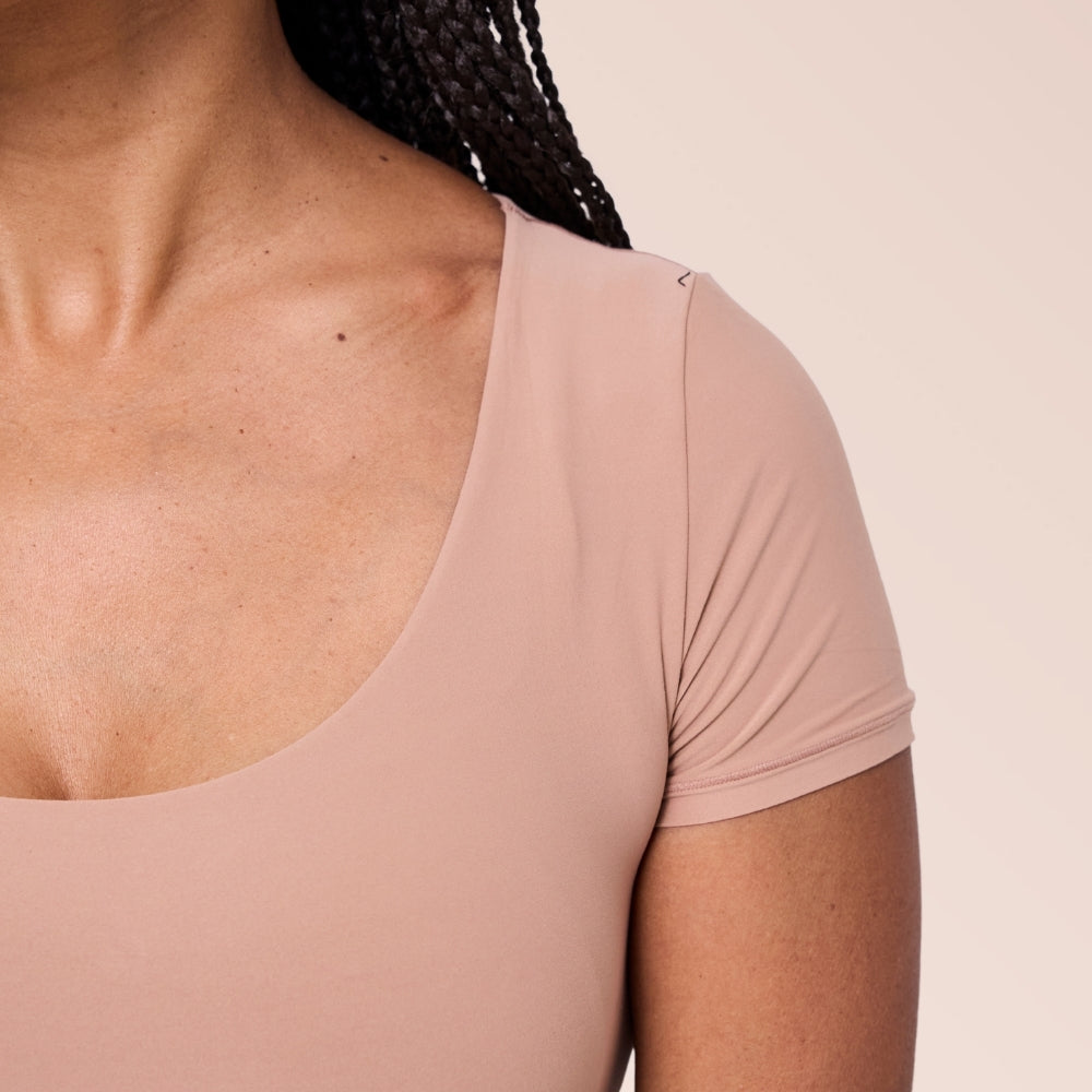 Scoop Neck Tee Bodysuit - Coffee