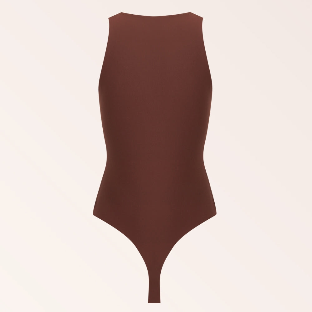 High Neck Tank Bodysuit - Coffee