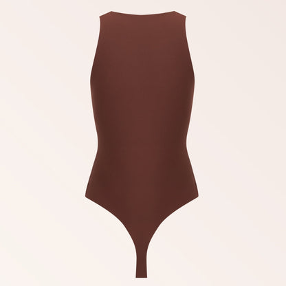 High Neck Tank Bodysuit - Coffee